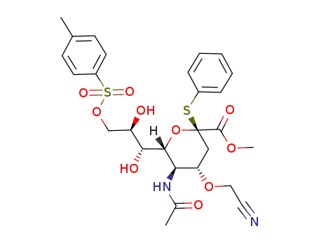 methyl (phenyl 5-acetamido-4-O-cyanomethyl-3,5-dideoxy-9-p-tolylsulfonyl-2-thio-D-glycero-β-D-galacto-2-nonulopyranosid)onate