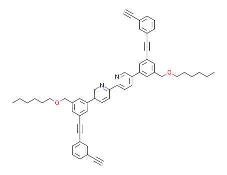 Molecular Structure of 225797-88-6 (5,5-Bis[3-(3-ethynyl-phenylethynyl)-5-hexyloxymethylphenyl]-[2,2']bipyridinyl)