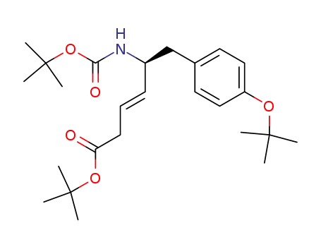Molecular Structure of 244048-09-7 (3-Hexenoic acid,
5-[[(1,1-dimethylethoxy)carbonyl]amino]-6-[4-(1,1-dimethylethoxy)phenyl
]-, 1,1-dimethylethyl ester, (3E,5S)-)
