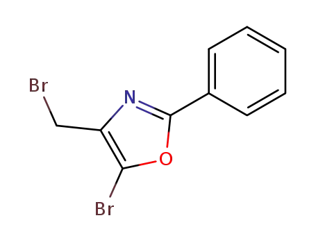 Molecular Structure of 101085-25-0 (Oxazole, 5-bromo-4-(bromomethyl)-2-phenyl-)