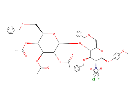 Acetic acid (2S,3R,4S,5S,6R)-4,5-diacetoxy-2-[(2R,3S,4R,5R,6S)-4-benzyloxy-2-benzyloxymethyl-5-(5,6-dichloro-1,3-dioxo-1,3-dihydro-isoindol-2-yl)-6-(4-methoxy-phenoxy)-tetrahydro-pyran-3-yloxy]-6-benzyloxymethyl-tetrahydro-pyran-3-yl ester