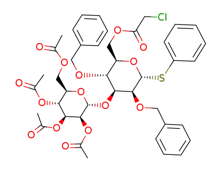 Chloro-acetic acid (2R,3R,4S,5S,6R)-3,5-bis-benzyloxy-6-phenylsulfanyl-4-((2R,3S,4S,5R,6R)-3,4,5-triacetoxy-6-acetoxymethyl-tetrahydro-pyran-2-yloxy)-tetrahydro-pyran-2-ylmethyl ester