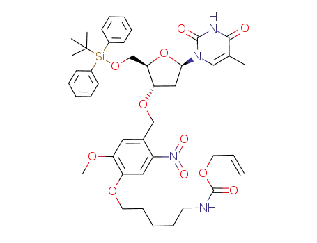 3'-O-<4''-((N-allyloxycarbonyl)-5'''-aminopent-1-yl-oxy)-5''-methoxy-2''-nitrophenylmethyl>-5'-O-(tert-butyldiphenylsilyl)thymidine