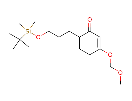 Molecular Structure of 1027516-85-3 (6-[3-(<i>tert</i>-butyl-dimethyl-silanyloxy)-propyl]-3-methoxymethoxy-cyclohex-2-enone)