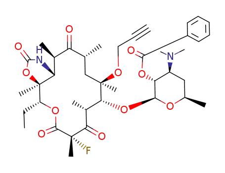benzoic acid 4-dimethylamino-2-(4-ethyl-7-fluoro-3a,7,9,11,13,15-hexamethyl-2,6,8,14-tetraoxo-11-prop-2-ynyloxy-tetradecahydro-3,5-dioxa-1-aza-cyclopentacyclotetradecen-10-yloxy)-6-methyl-tetrahydro-pyran-3-yl ester