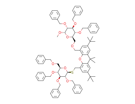 2,7-di-tert-butyl-9,9-dimethyl-5-(methyl 2,3,4-tri-O-benzyl-α-D-glucopyranosyd-6-yloxy)methyl-4-(2,3,4,6-tetra-O-benzyl-β-D-glucopyranosylthio)methylxanthene