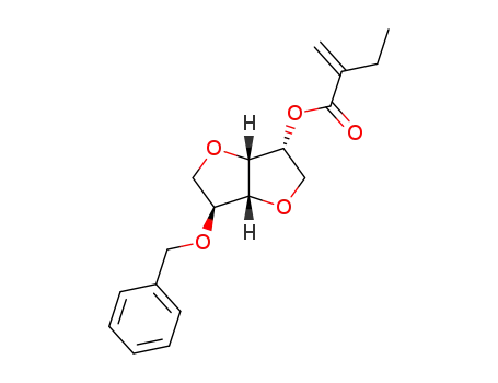 Molecular Structure of 350010-25-2 (2-Methylene-butyric acid (3R,3aR,6S,6aR)-6-benzyloxy-hexahydro-furo[3,2-b]furan-3-yl ester)