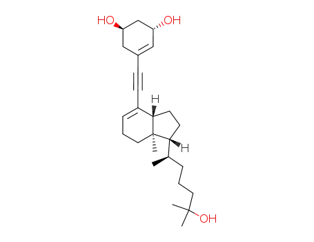 Molecular Structure of 262594-19-4 ((1R,3S)-5-[(1R,3aR,7aR)-1-((1R)-5-hydroxy-1,5-dimethylhexyl)-7a-methyl-2,3,3a,6,7,7a-hexahydro-1H-inden-4-yl]ethynylcyclohex-4-ene-1,3-diol)