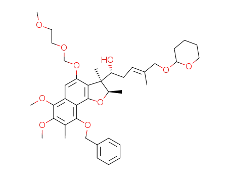 (E)-(R)-1-[(2R,3S)-9-Benzyloxy-6,7-dimethoxy-4-(2-methoxy-ethoxymethoxy)-2,3,8-trimethyl-2,3-dihydro-naphtho[1,2-b]furan-3-yl]-4-methyl-5-(tetrahydro-pyran-2-yloxy)-pent-3-en-1-ol