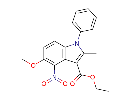 Molecular Structure of 360054-03-1 (1H-Indole-3-carboxylic acid, 5-methoxy-2-methyl-4-nitro-1-phenyl-, ethyl
ester)
