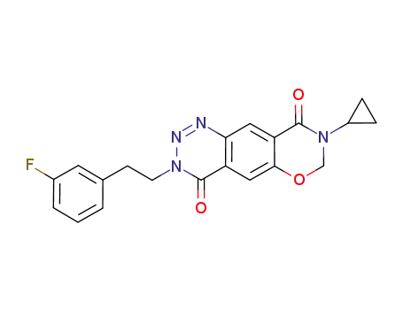 Molecular Structure of 1038984-31-4 (8-cyclopropyl-3-[2-(3-fluorophenyl)ethyl]-7,8-dihydro-3H-[1,3]oxazino[6,5-g][1,2,3]benzotriazine-4,9-dione)