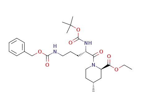 Molecular Structure of 174699-01-5 ((2R,4R)-1-((S)-5-Benzyloxycarbonylamino-2-tert-butoxycarbonylamino-pentanoyl)-4-methyl-piperidine-2-carboxylic acid ethyl ester)