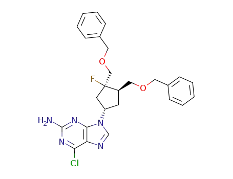 9-((1S,3R,4R)-3,4-Bis-benzyloxymethyl-3-fluoro-cyclopentyl)-6-chloro-9H-purin-2-ylamine