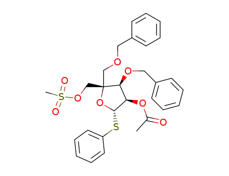 Acetic acid (2S,3R,4S,5S)-4-benzyloxy-5-benzyloxymethyl-5-methanesulfonyloxymethyl-2-phenylsulfanyl-tetrahydro-furan-3-yl ester