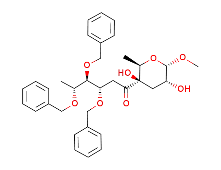 (3S,4R,5R)-3,4,5-Tris-benzyloxy-1-((2R,3R,5R,6S)-3,5-dihydroxy-6-methoxy-2-methyl-tetrahydro-pyran-3-yl)-hexan-1-one