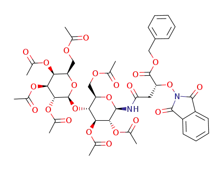 (R)-N-[(2R,3R,4S,5R,6R)-3,4-Diacetoxy-6-acetoxymethyl-5-((2S,3R,4S,5S,6R)-3,4,5-triacetoxy-6-acetoxymethyl-tetrahydro-pyran-2-yloxy)-tetrahydro-pyran-2-yl]-2-(1,3-dioxo-1,3-dihydro-isoindol-2-yloxy)-succinamic acid benzyl ester