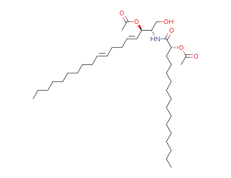 Molecular Structure of 262592-97-2 ((2S,3R,4E,8E,2'R)-3-acetoxy-2-(2'-acetoxyhexadecanoyl)amino-4,8-octadien-1-ol)