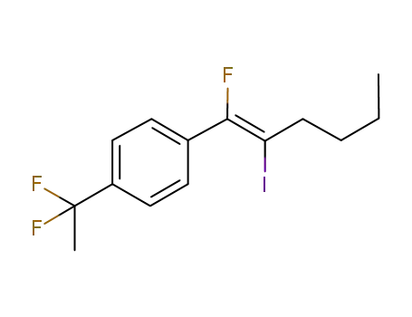 Molecular Structure of 1091632-46-0 ((E)-1-(1,1-difluoroethyl)-4-(1-fluoro-2-iodohex-1-enyl)benzene)