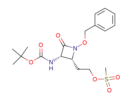 Molecular Structure of 214412-64-3 (Methanesulfonic acid 2-((2R,3S)-1-benzyloxy-3-tert-butoxycarbonylamino-4-oxo-azetidin-2-yl)-ethyl ester)