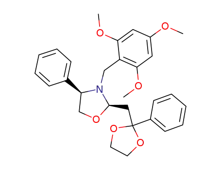Molecular Structure of 205440-44-4 ((2R,4R)-N-(2,4,6-trimethoxybenzyl)-2-(2,2-ethylenedioxy-2-phenylethyl)-4-phenyl-1,3-oxazolidine)