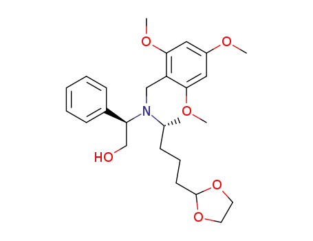 Molecular Structure of 205526-51-8 ((R)-2-[((R)-4-[1,3]Dioxolan-2-yl-1-methyl-butyl)-(2,4,6-trimethoxy-benzyl)-amino]-2-phenyl-ethanol)