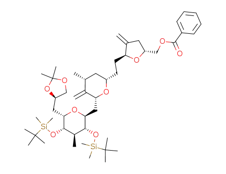benzoic acid 5-(2-{6-[3,5-bis-(<i>tert</i>-butyl-dimethyl-silanyloxy)-6-(2,2-dimethyl-[1,3]dioxolan-4-ylmethyl)-4-methyl-tetrahydro-pyran-2-ylmethyl]-4-methyl-5-methylene-tetrahydro-pyran-2-yl}-ethyl)-4-methylene-tetrahydro-furan-2-ylmethyl ester
