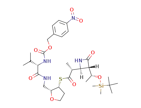 S-[(2R,3R)-tetrahydro-2-[[[(S)-3-methyl-2-[[[(4-nitrophenyl)methoxy]carbonyl]amino]-1-oxobutyl]amino]methyl]-3-furanyl](α,2S,3S)-3-[(R)-1-[[(1,1-dimethylethyl)dimethylsilyl]oxy]ethyl]-α-methyl-4-oxo-2-azetidinemethanethiolate