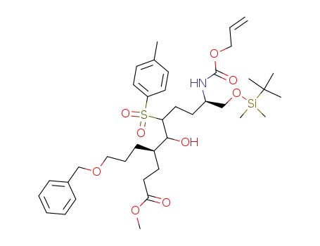 (4R,9R)-9-Allyloxycarbonylamino-4-(3-benzyloxy-propyl)-10-(tert-butyl-dimethyl-silanyloxy)-5-hydroxy-6-(toluene-4-sulfonyl)-decanoic acid methyl ester