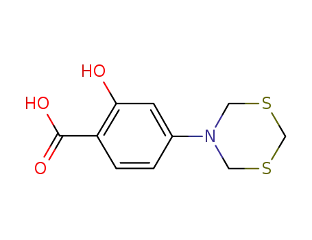 Molecular Structure of 1133108-20-9 (4-(1,3,5-dithiazinan-5-yl)-2-hydroxybenzoic acid)