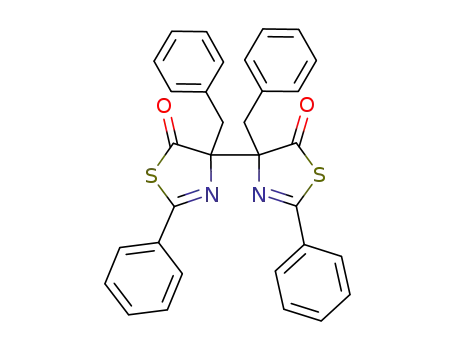 Molecular Structure of 199447-37-5 (4,4'-Dibenzyl-2,2'-diphenyl-4H,4'H-[4,4']bithiazolyl-5,5'-dione)