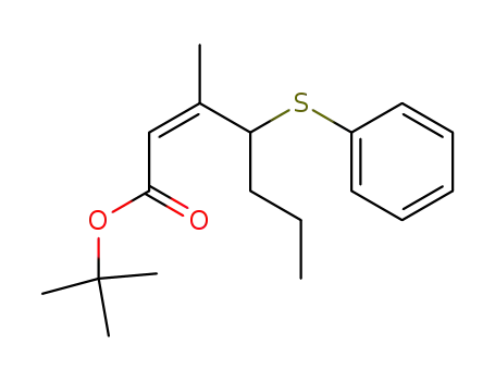 t-butyl 3-methyl-4-phenylthiohept-2(Z)-enoate