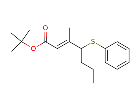 t-butyl 3-methyl-4-phenylthiohept-2(E)-enoate