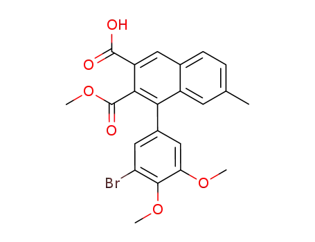 Molecular Structure of 225517-25-9 (1-(3-bromo-4,5-dimethoxyphenyl)-2-(methoxycarbonyl)-7-methylnaphthalene-3-carboxylic acid)