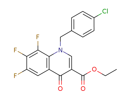 Molecular Structure of 155004-63-0 (1-(4-Chloro-benzyl)-6,7,8-trifluoro-4-oxo-1,4-dihydro-quinoline-3-carboxylic acid ethyl ester)