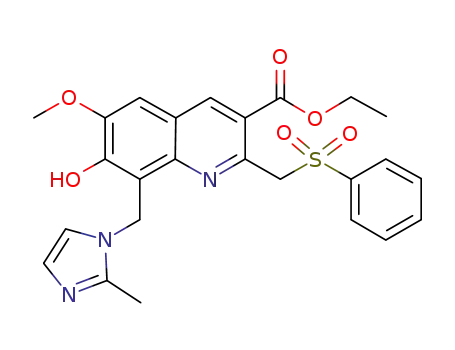 ethyl 7-hydroxy-6-methoxy-8-((2-methyl-1H-imidazol-1-yl)methyl)-2-((phenylsulfonyl)methyl)quinoline-3-carboxylate
