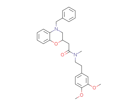 Molecular Structure of 212578-57-9 (2-(4-Benzyl-3,4-dihydro-2H-benzo[1,4]oxazin-2-yl)-N-[2-(3,4-dimethoxy-phenyl)-ethyl]-N-methyl-acetamide)