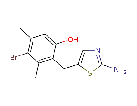 Molecular Structure of 1194551-84-2 (2-((2-aminothiazol-5-yl)methyl)-4-bromo-3,5-dimethylphenol)