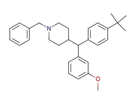 Molecular Structure of 255723-95-6 (N-benzyl-4-(4-tert-butyl-3'-methoxybenzhydryl)piperidine)