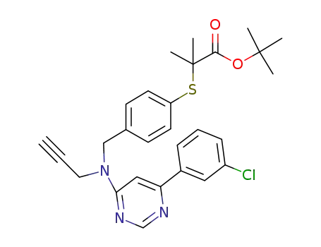 Propanoic acid,
2-[[4-[[[6-(3-chlorophenyl)-4-pyrimidinyl]-2-propynylamino]methyl]phenyl]
thio]-2-methyl-, 1,1-dimethylethyl ester