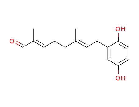 Molecular Structure of 50906-59-7 ((2E,6E)-8-(2,5-Dihydroxyphenyl)-2,6-dimethyl-2,6-octadienal)