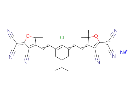 2-(4-(2-(5-(tert-butyl)-2-chloro-3-(2-(4-cyano-5-(dicyanomethylene)-2,2-dimethyl-2,5-dihydrofuran-3-yl)vinyl)cyclohex-2-en-1-ylidene)ethylidene)-3-cyano-5,5-dimethyl-4,5-dihydrofuran-2-yl)malononitrile sodium salt