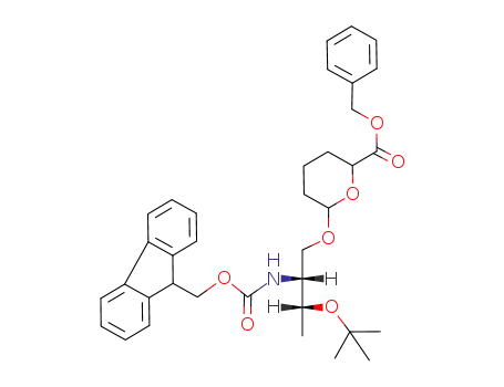Molecular Structure of 205590-54-1 (6-[(2R,3R)-3-tert-Butoxy-2-(9H-fluoren-9-ylmethoxycarbonylamino)-butoxy]-tetrahydro-pyran-2-carboxylic acid benzyl ester)