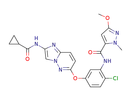 N-[2-chloro-5-({2-[(cyclopropylcarbonyl)amino]imidazo[1,2-b]pyridazin-6-yl}oxy)phenyl]-3-methoxy-1-methyl-1H-pyrazole-5-carboxamide