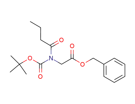 Molecular Structure of 827028-64-8 (Glycine, N-[(1,1-dimethylethoxy)carbonyl]-N-(1-oxobutyl)-, phenylmethyl
ester)