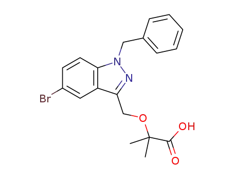 Molecular Structure of 1186507-66-3 (2-[(1-benzyl-5-bromo-1H-indazol-3-yl)methoxy]-2-methylpropanoic acid)