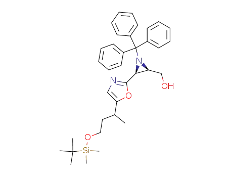 Molecular Structure of 647028-86-2 (2-Aziridinemethanol,
3-[5-[3-[[(1,1-dimethylethyl)dimethylsilyl]oxy]-1-methylpropyl]-2-oxazolyl]-
1-(triphenylmethyl)-, (2R,3S)-)