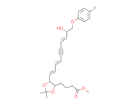 4-{(4S,5R)-5-[(1E,3E,7E)-(S)-10-(4-Fluoro-phenoxy)-9-hydroxy-deca-1,3,7-trien-5-ynyl]-2,2-dimethyl-[1,3]dioxolan-4-yl}-butyric acid methyl ester
