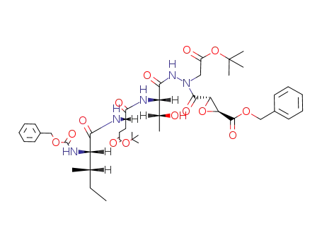 3-(<i>N</i>'-{2-[2-(2-benzyloxycarbonylamino-3-methyl-pentanoylamino)-4-<i>tert</i>-butoxycarbonyl-butyrylamino]-3-hydroxy-butyryl}-<i>N</i>-<i>tert</i>-butoxycarbonylmethyl-hydrazinocarbonyl)-oxirane-2-carboxylic acid benzyl ester