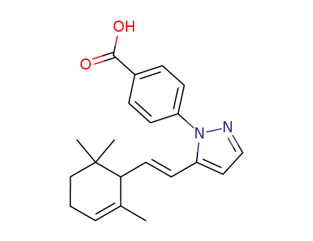 Molecular Structure of 1208251-51-7 (4-{5-[2-(2,6,6-trimethylcyclohex-2-en-1-yl)ethenyl]-1H-pyrazol-1-yl}benzoic acid)