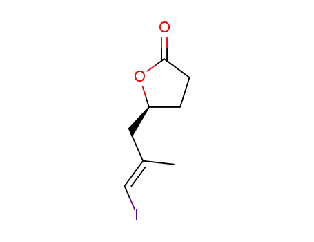 Molecular Structure of 404356-75-8 (2(3H)-Furanone, dihydro-5-[(2E)-3-iodo-2-methyl-2-propenyl]-, (5S)-)